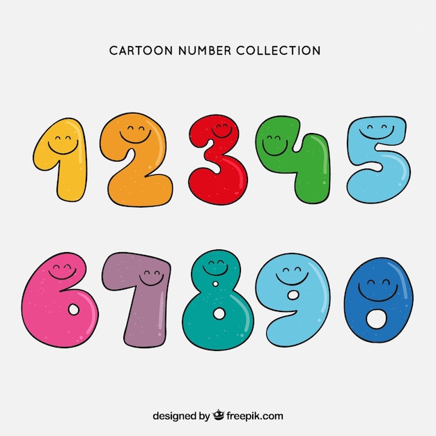 Cartoon number collection with characters