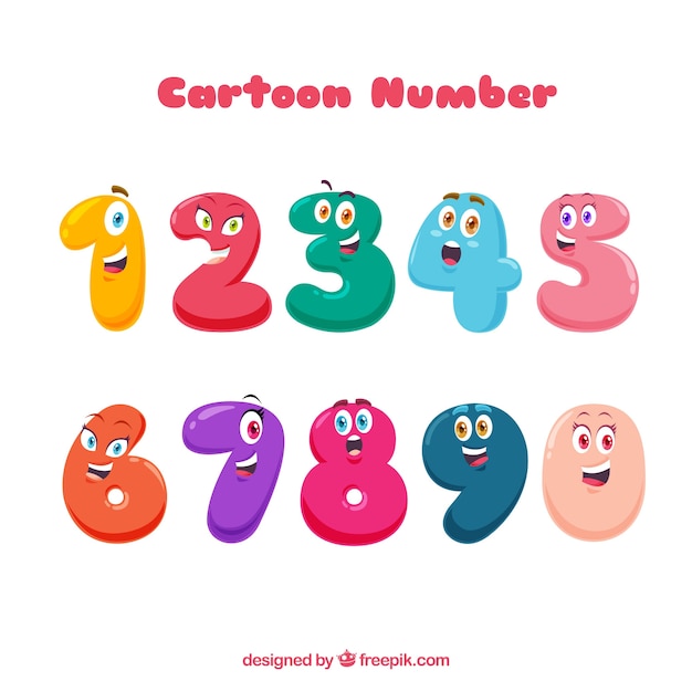 Free Vector cartoon number collection with characters