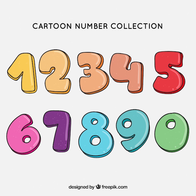 Free vector cartoon number collection with colorful style