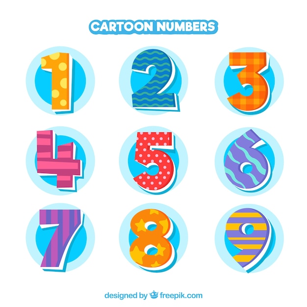 Cartoon number collection with colorful style