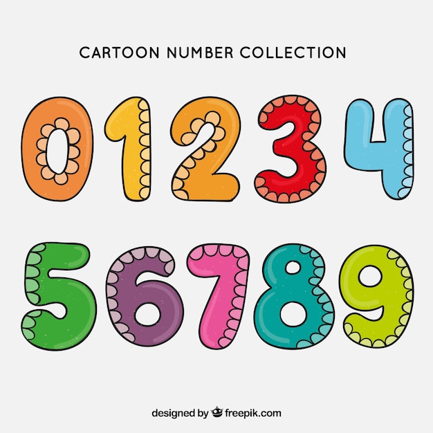 Free Vector cartoon number collection with colorful style