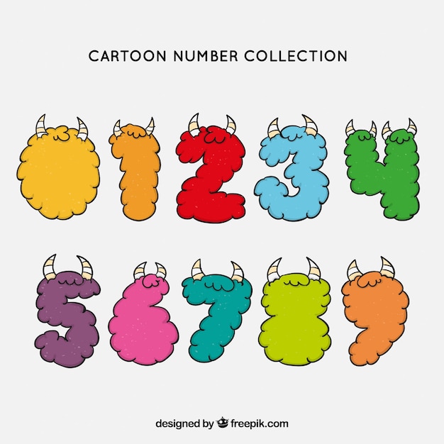 Free vector cartoon number collection with horns