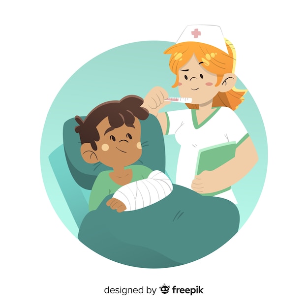 Free Vector cartoon nurse taking care of patient