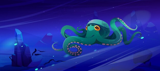 Cartoon octopus sea animal water ocean creature