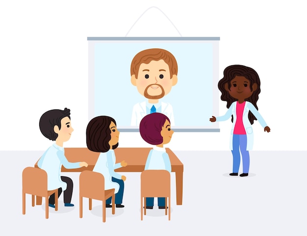 Free vector cartoon online medical conference