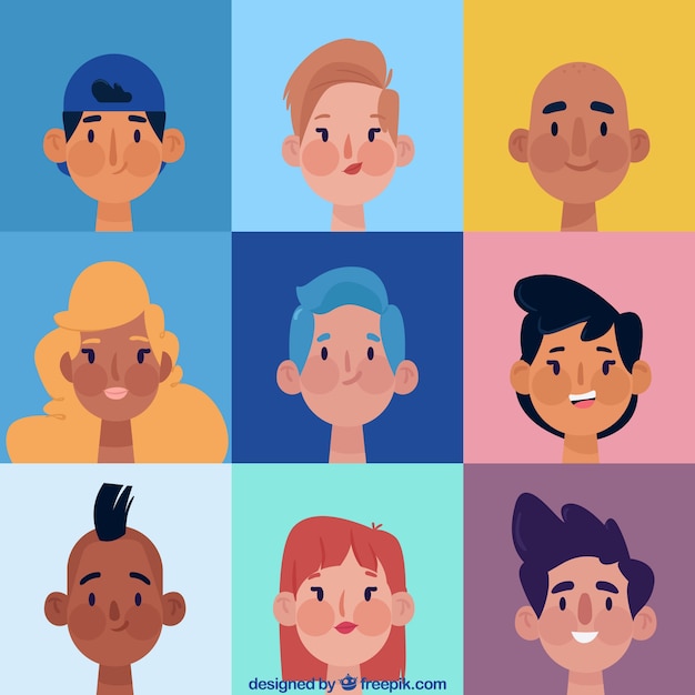 Cartoon pack of smiely avatars