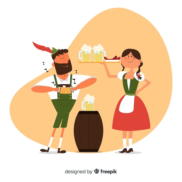 Free Vector cartoon people celebrating oktoberfest