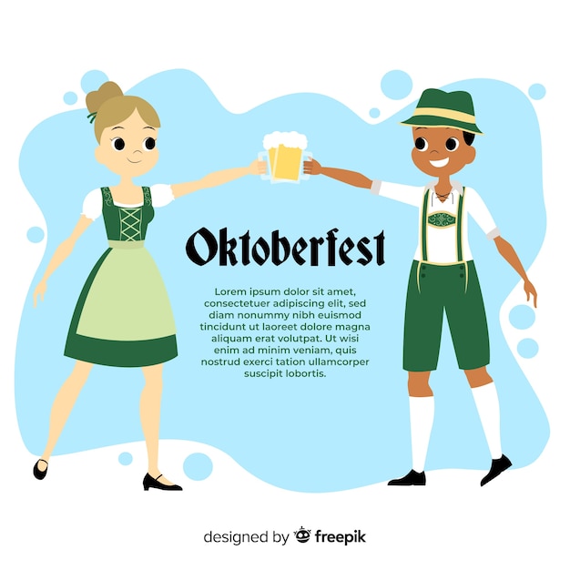 Cartoon people celebrating oktoberfest