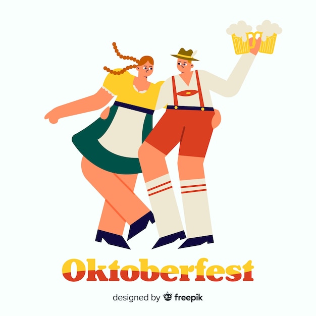 Free Vector cartoon people celebrating oktoberfest