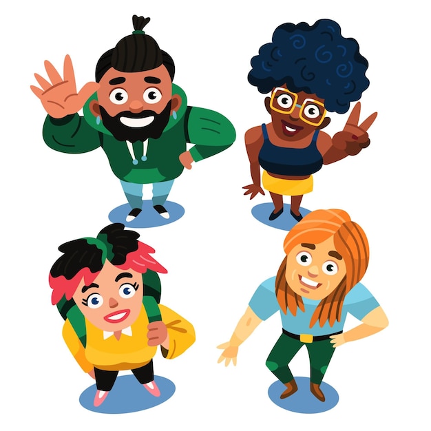 Free Vector cartoon people looking up