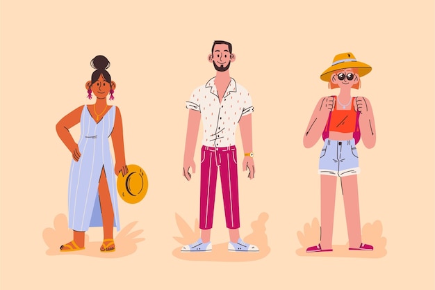 Free Vector cartoon people with summer clothes collection