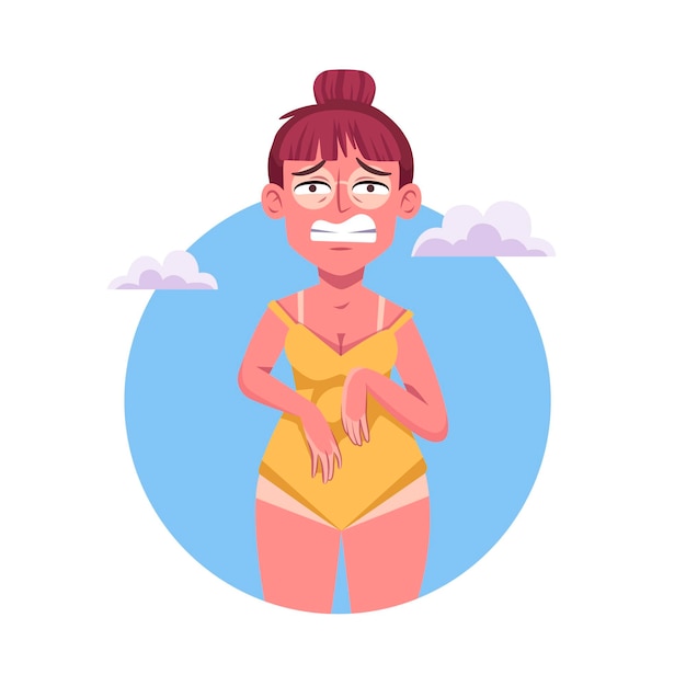 Free Vector cartoon person with a sunburn at the beach