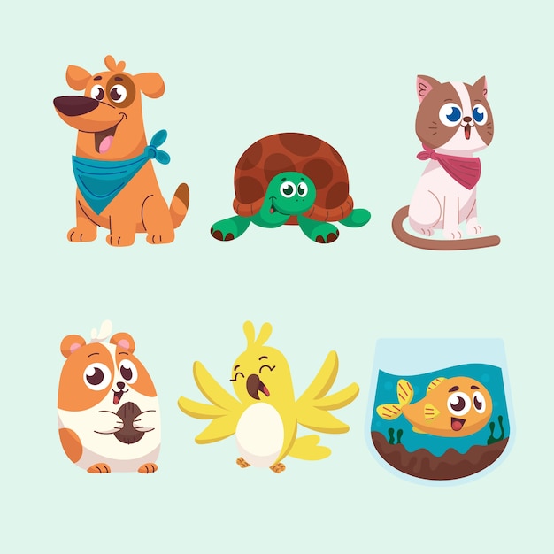 Cartoon pets collection illustration