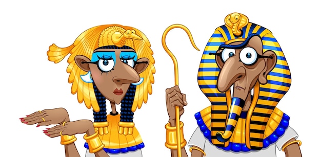 Cartoon Pharaoh and Cleopatra