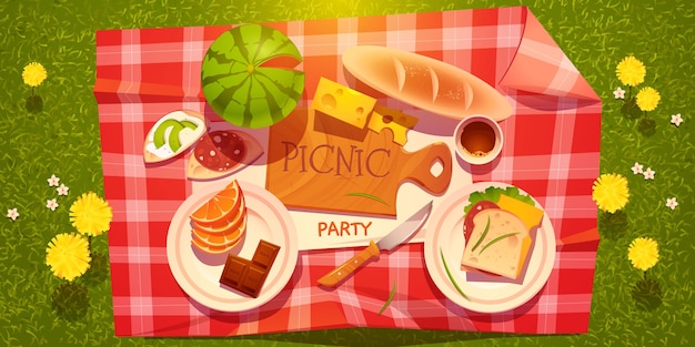 Free vector cartoon picnic party background