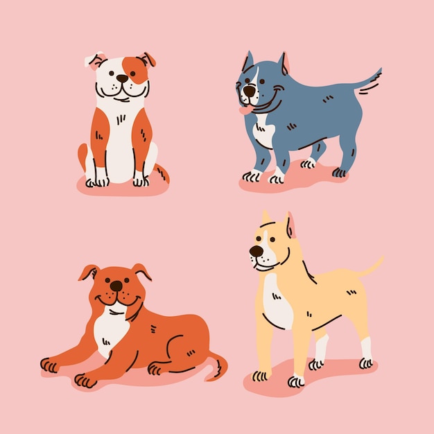 Cartoon pitbull puppies collection