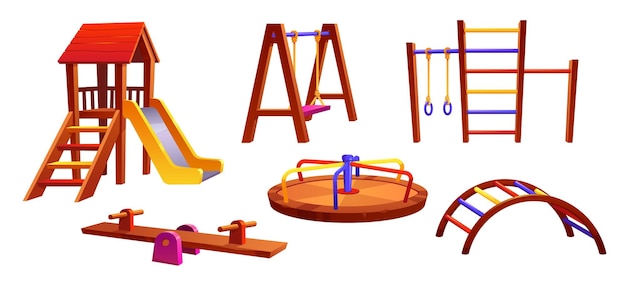 Free Vector cartoon playground equipment set