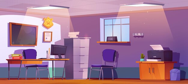 Cartoon police office interior design