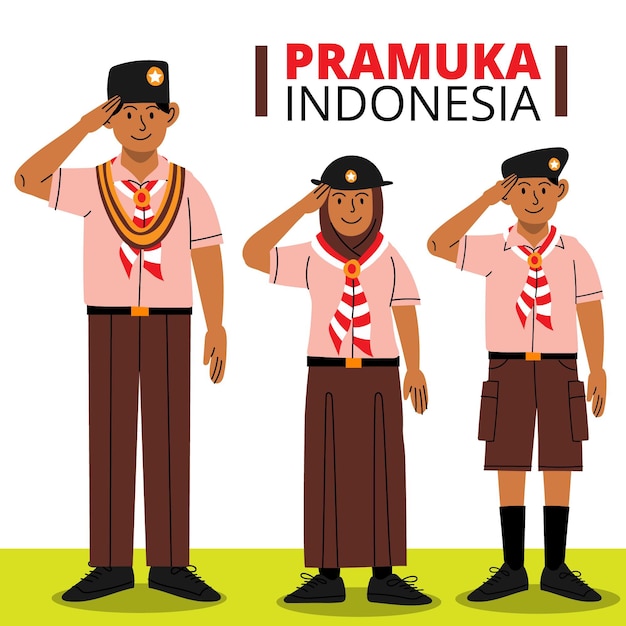 Free Vector cartoon pramuka day illustration