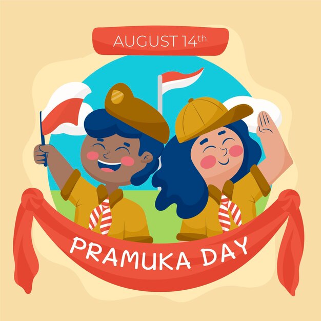 Cartoon pramuka day illustration