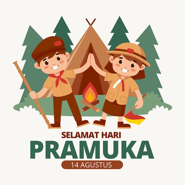 Cartoon pramuka day illustration