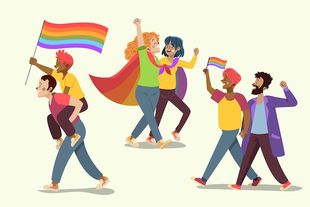 Free Vector cartoon pride day couple collection