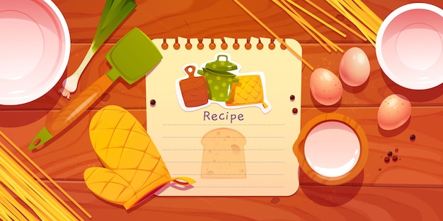 Free Vector cartoon recipe note with ingredients