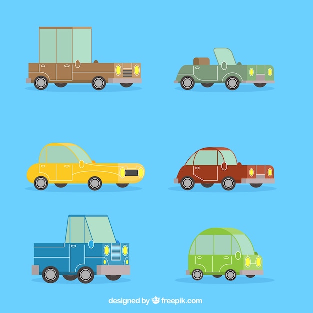 Free Vector cartoon retro car collection in flat design