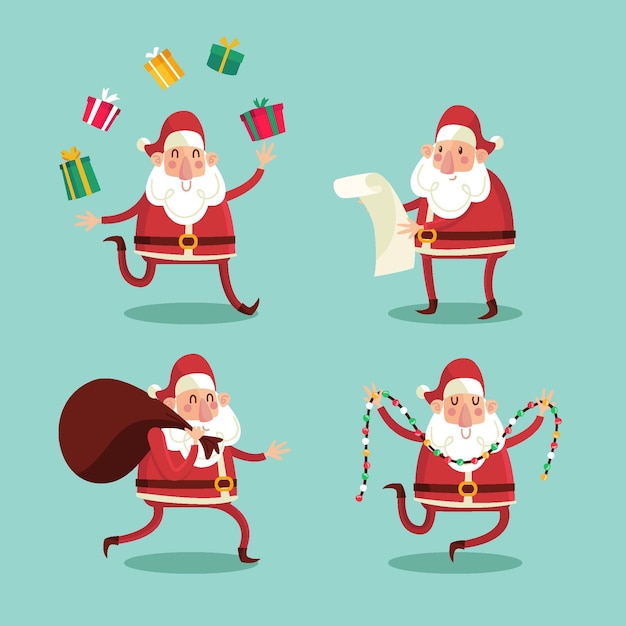 Free Vector cartoon santa claus character collection