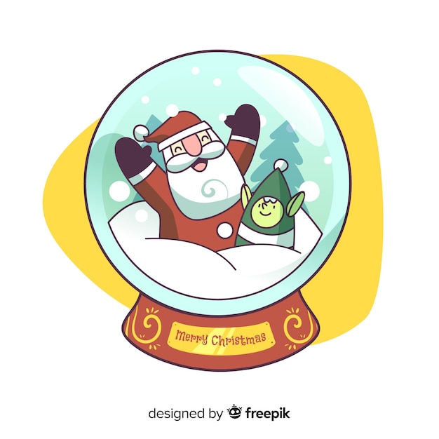 Free vector cartoon santa claus christmas snowball