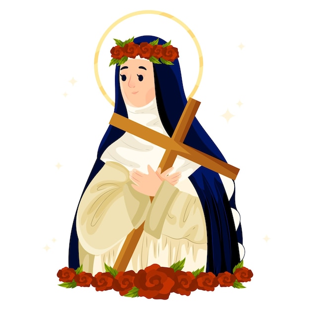 Free Vector cartoon santa rosa de lima illustration