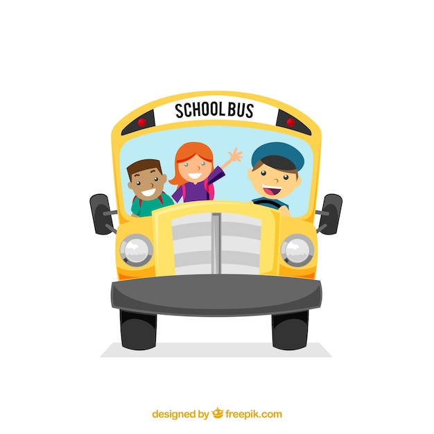 Cartoon school bus with children