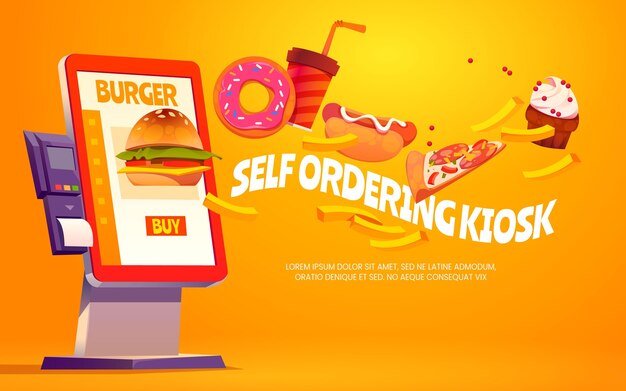 Cartoon self ordering kiosk background