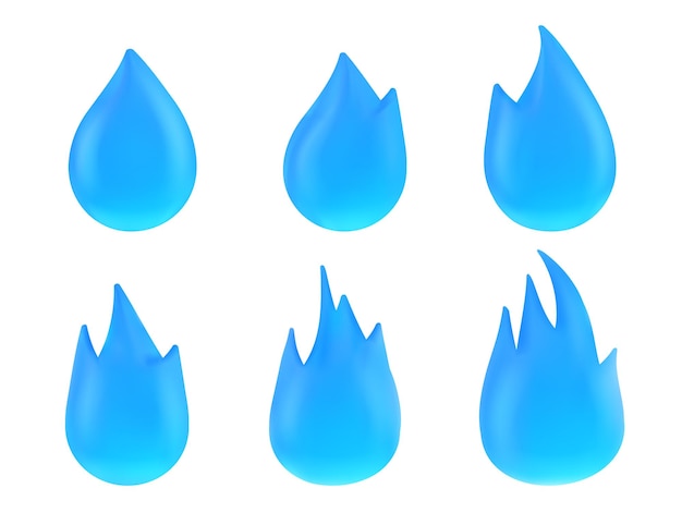 Free Vector cartoon set of blue water drops isolated on white background vector illustration of aqua splash droplets raindrops symbol of moisture and humidity hydration icon tear morning dew blob paint