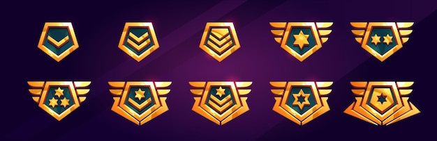 Free Vector cartoon set of game rank badge