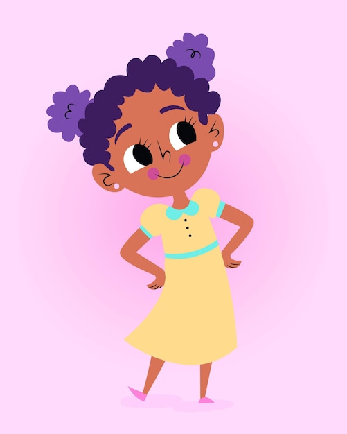 Free vector cartoon smiley black girl illustration