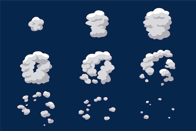 Free vector cartoon smoke element animation frames