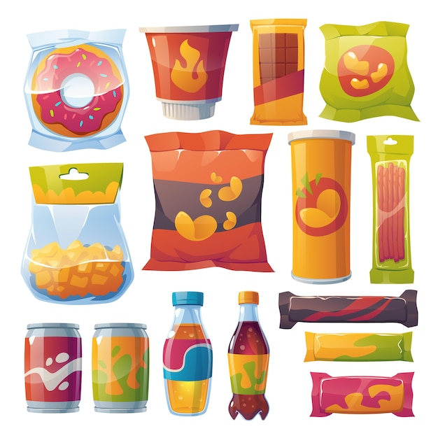 Free Vector cartoon snack collection