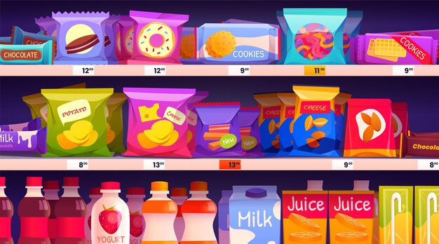 Cartoon snack shelves