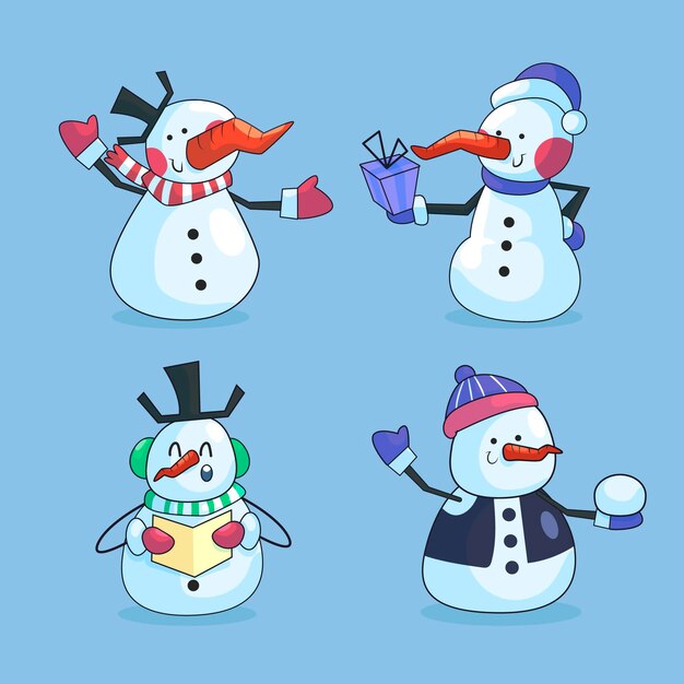 Cartoon snowman character collection