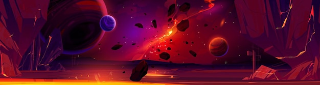 Free Vector cartoon space background with glow galaxy nebula