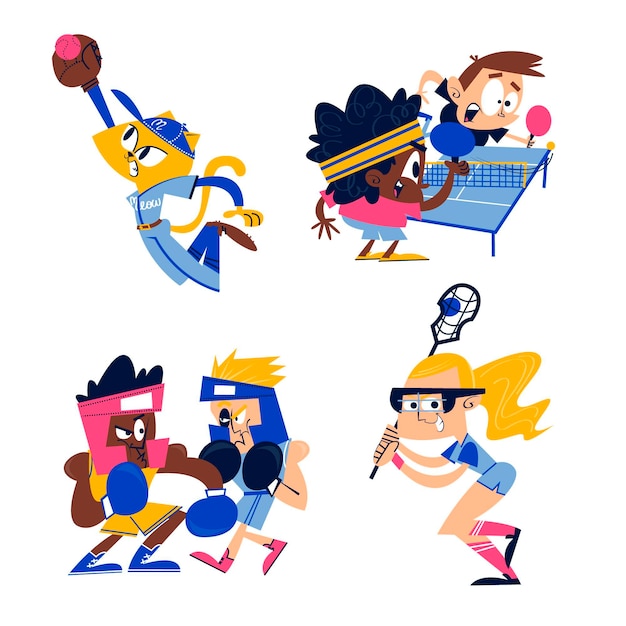 Free Vector cartoon sports stickers collection