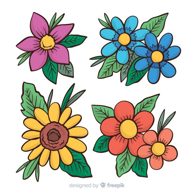 Free Vector cartoon spring flower collection