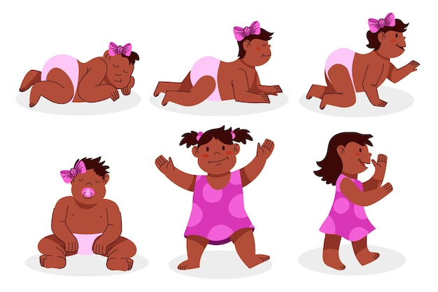 Free Vector cartoon stages of a baby girl