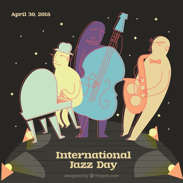 Free vector cartoon style background for international jazz day