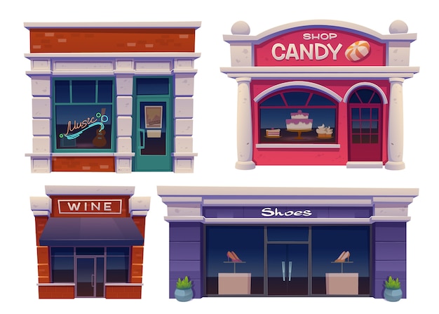 Free Vector cartoon style building set