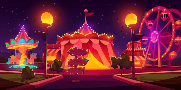 Free Vector cartoon style carnival funfair background