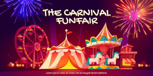 Cartoon style carnival funfair background