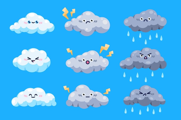 Cartoon style cloud collection