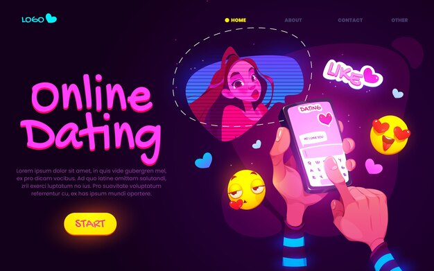 Cartoon style dating app landing page